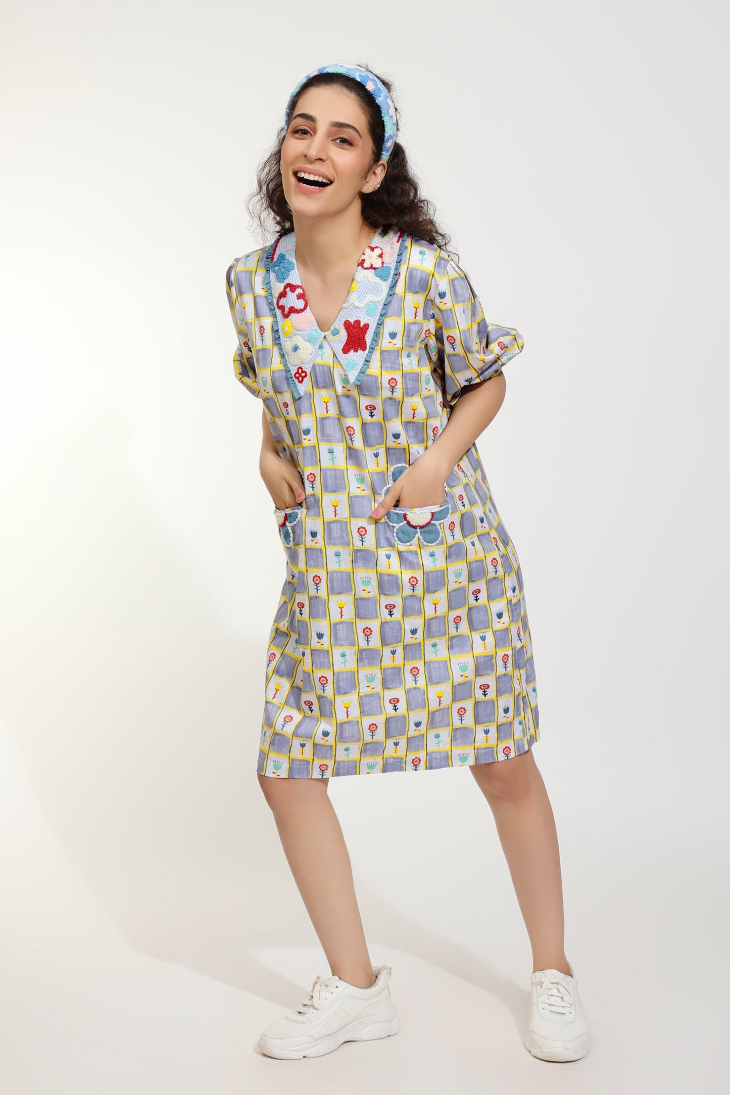 Buddy Buds Embroidered Printed Collar Dress