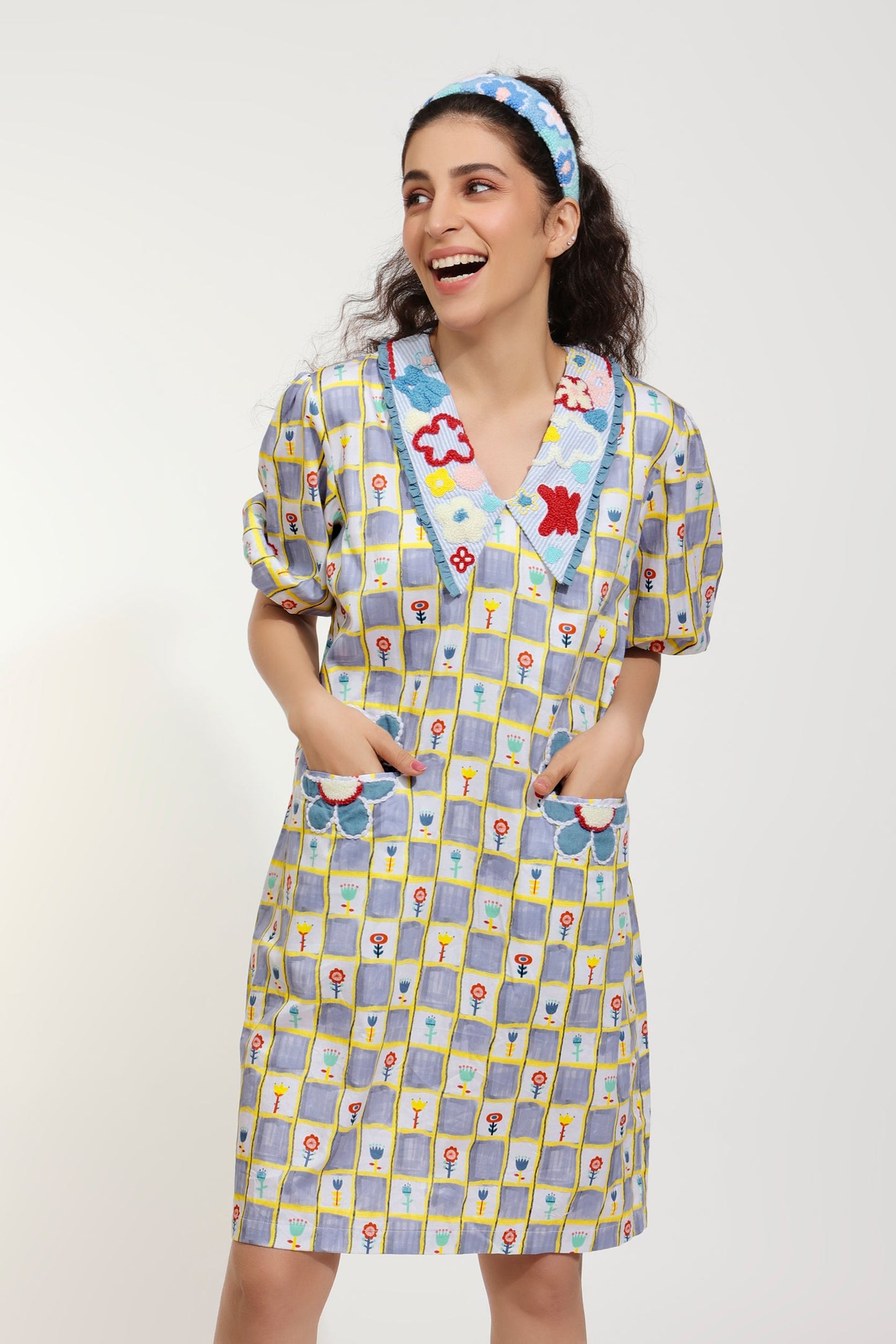 Buddy Buds Embroidered Printed Collar Dress