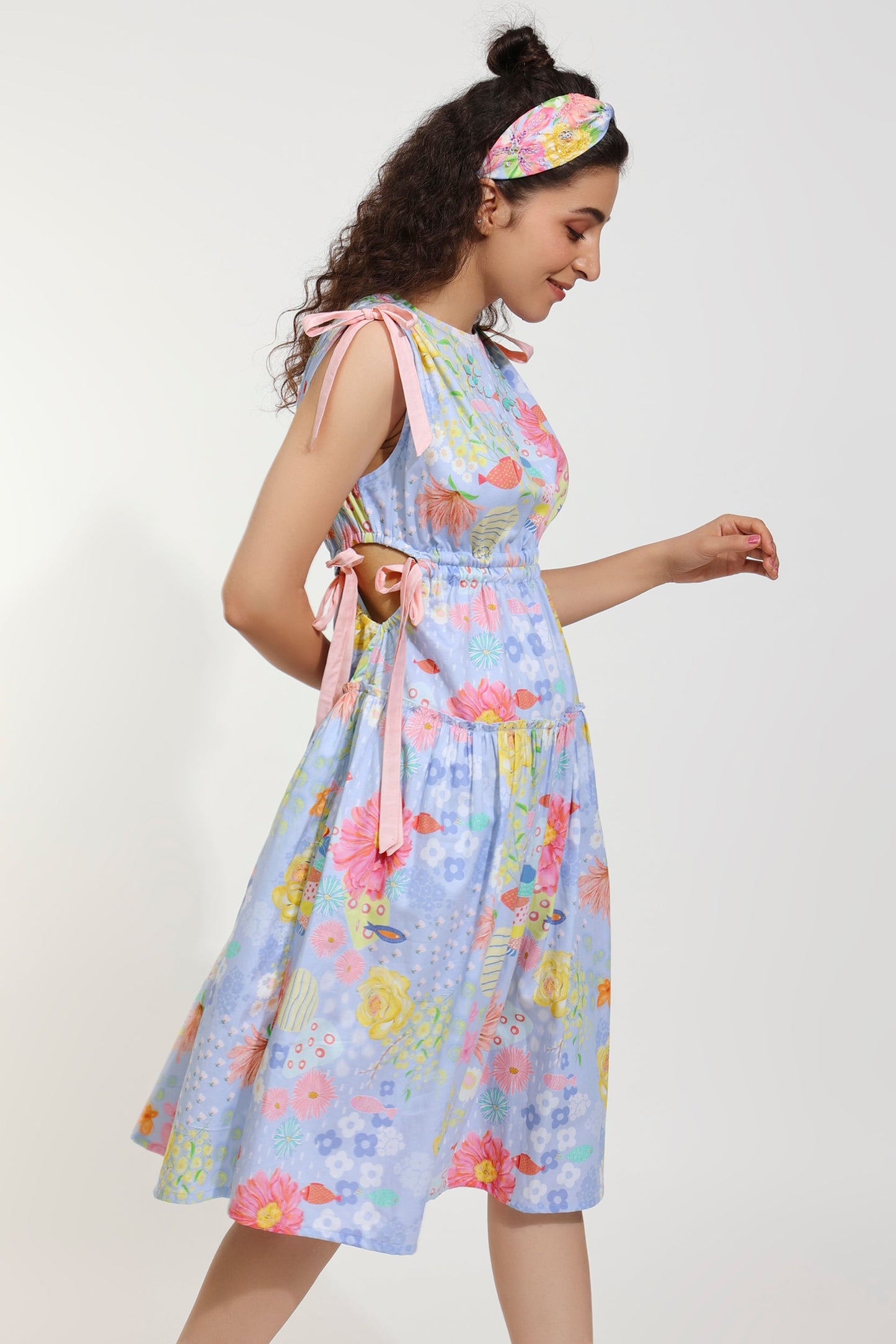 Dandy Bloom Embellished Printed Cut Out Dress (Joey & Pooh)