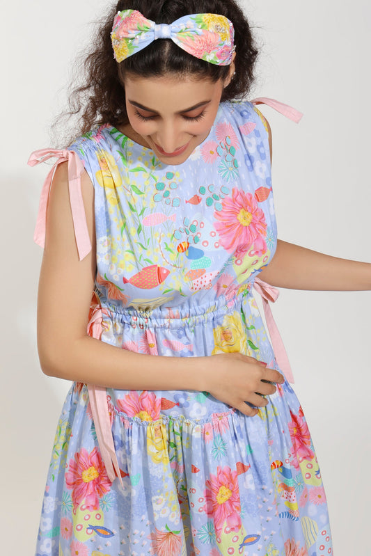 Dandy Bloom Embellished Printed Cut Out Dress (Joey & Pooh)