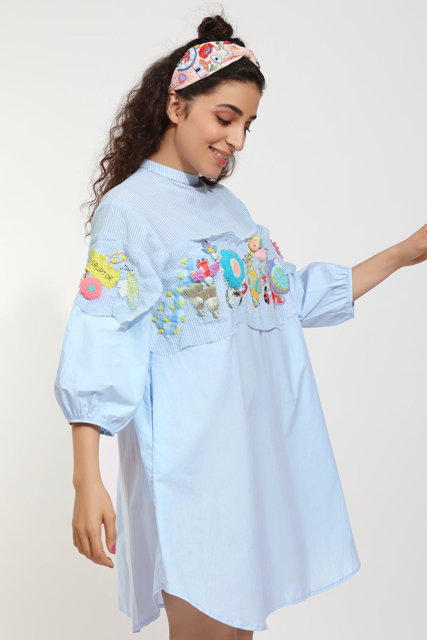 Fly High Blue Embroidered Dress (Joey & Pooh)