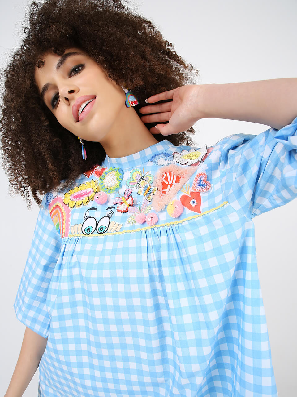 The KEWT Gingham Embroidered Tunic (Joey & Pooh)