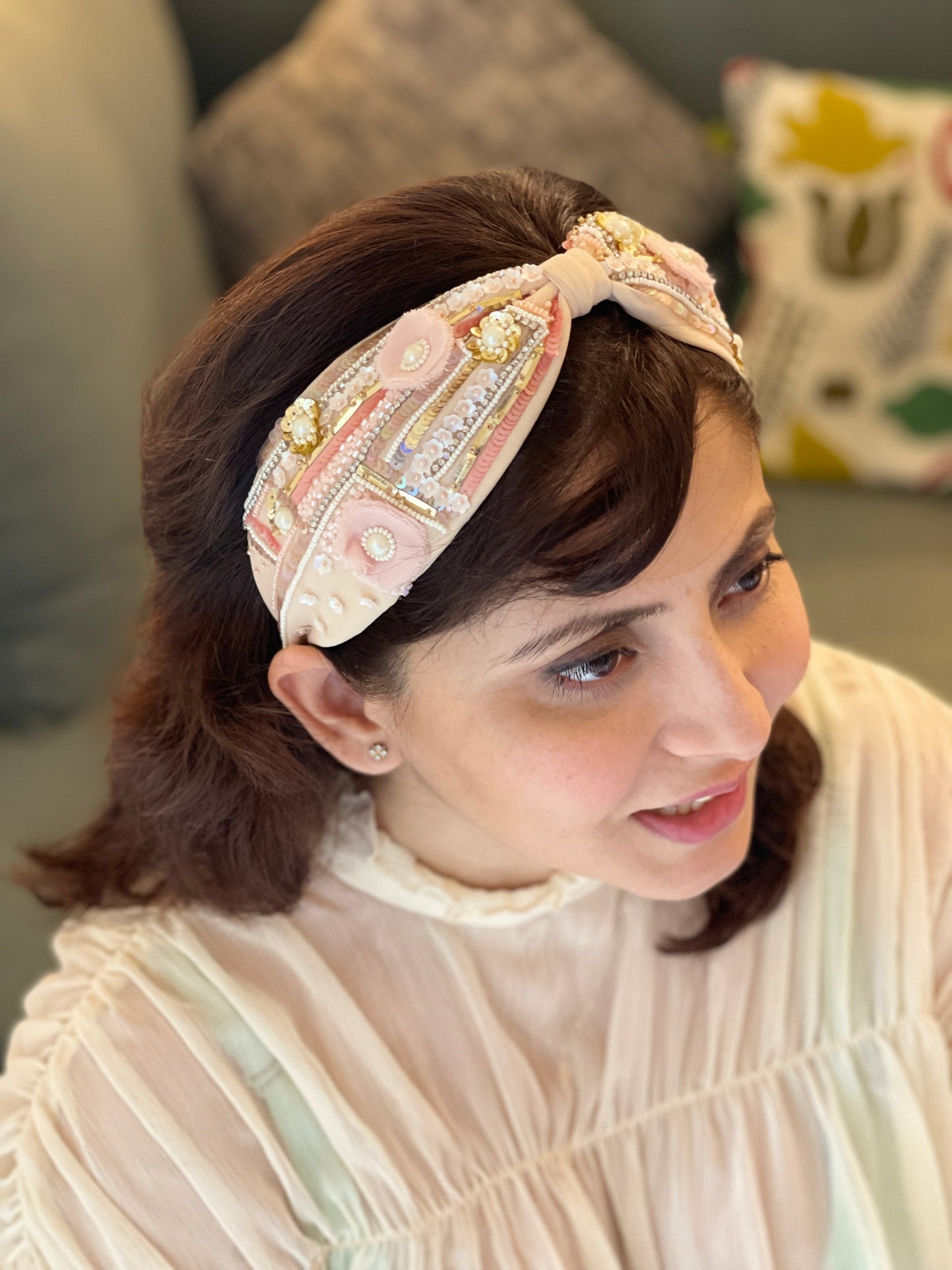 Eloise Pink Hand Embroidered Headband/Hairband -Joey & Pooh