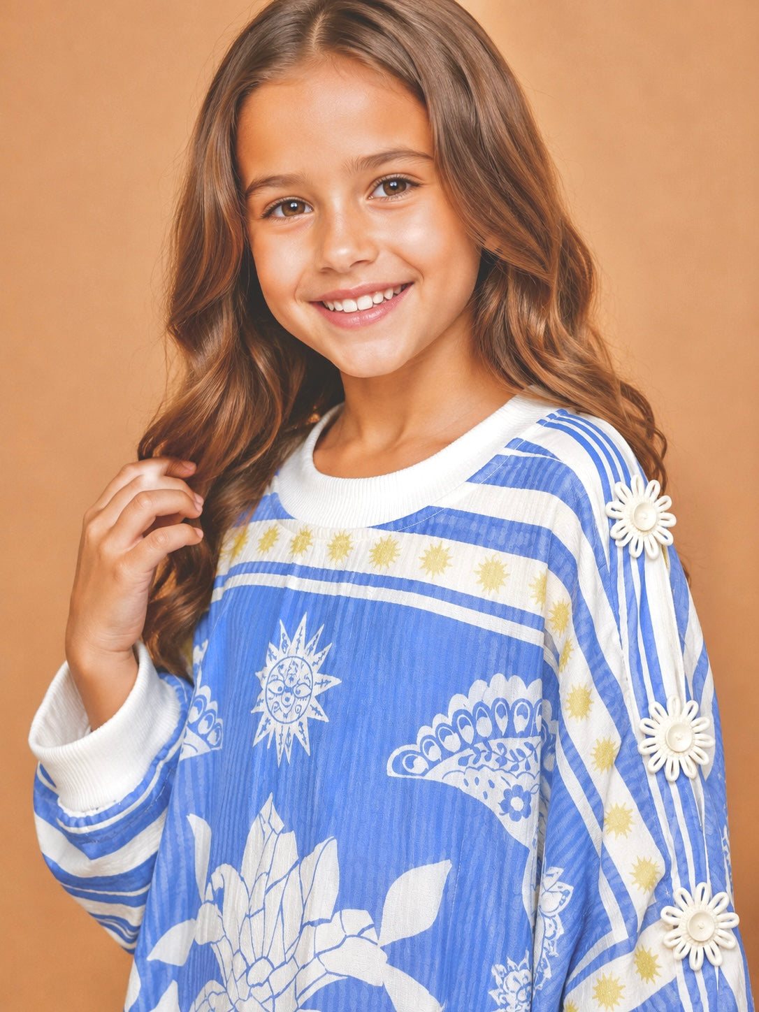 Nola Blue Girls Kaftan Dress