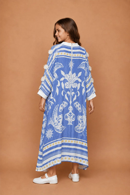 Nola Blue Girls Kaftan Dress