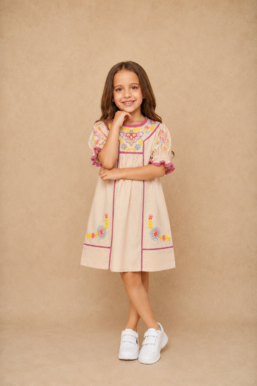Florence Butterfly Girls Embroiderd Dress