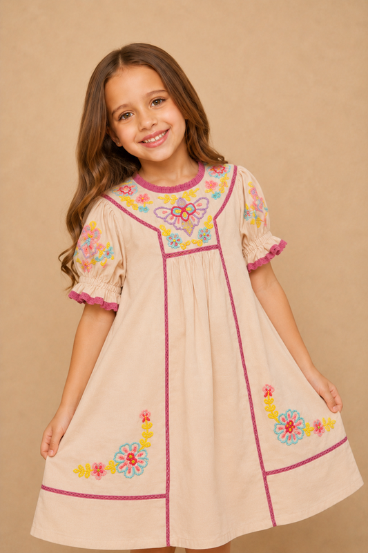 Florence Butterfly Girls Embroiderd Dress