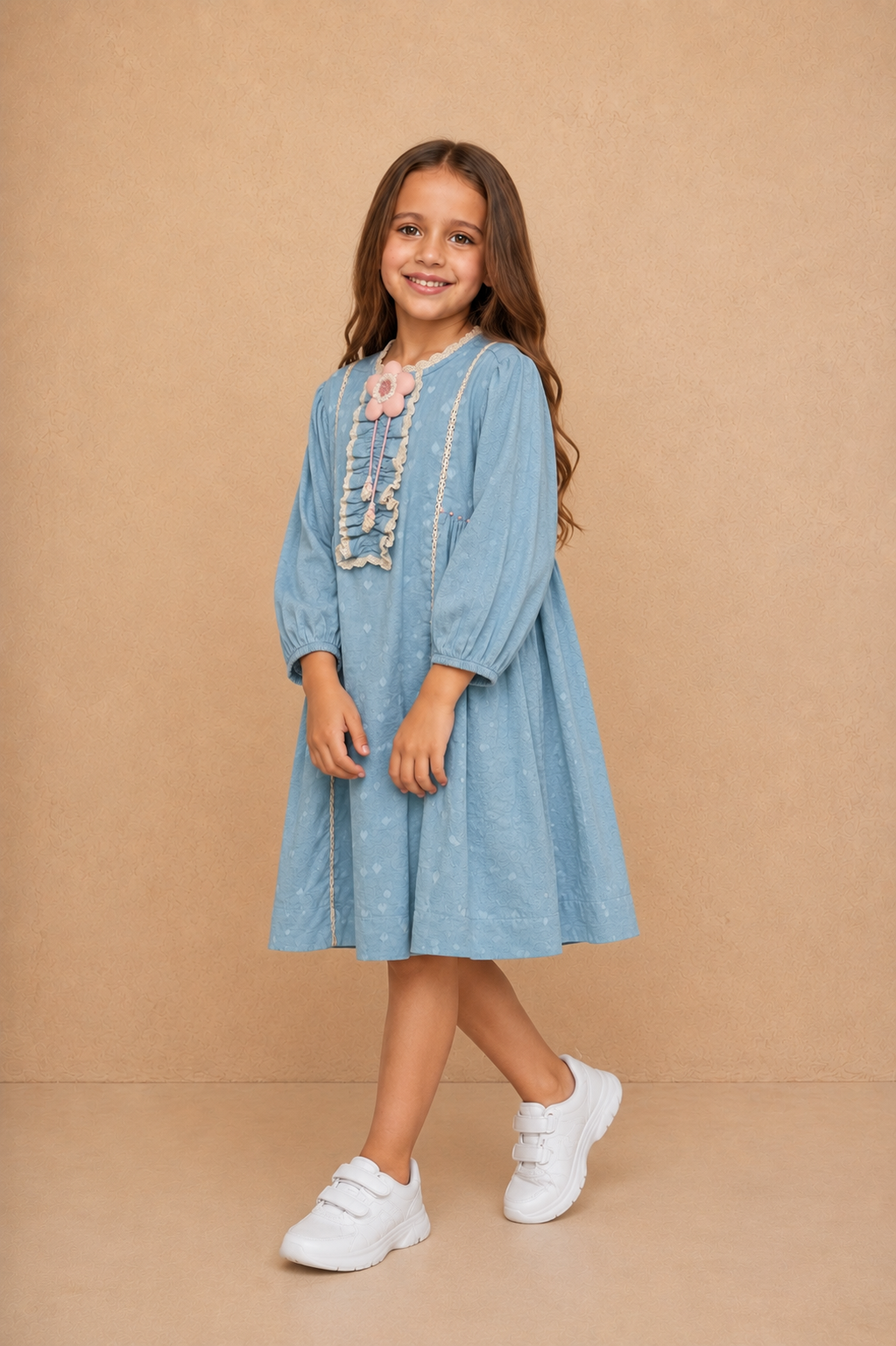 Jade Dobby Girls Frill Dress