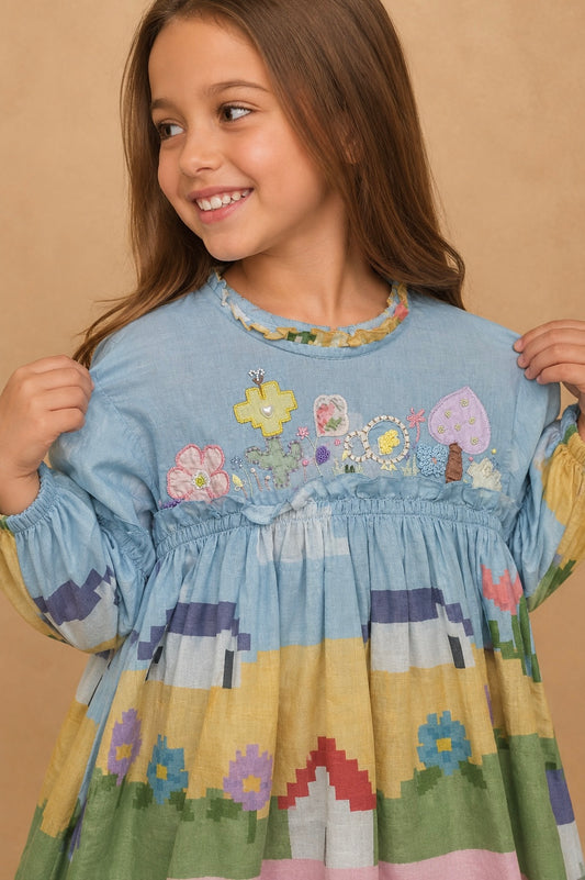 Hannah Cottage Girls Embellished Frill Dress