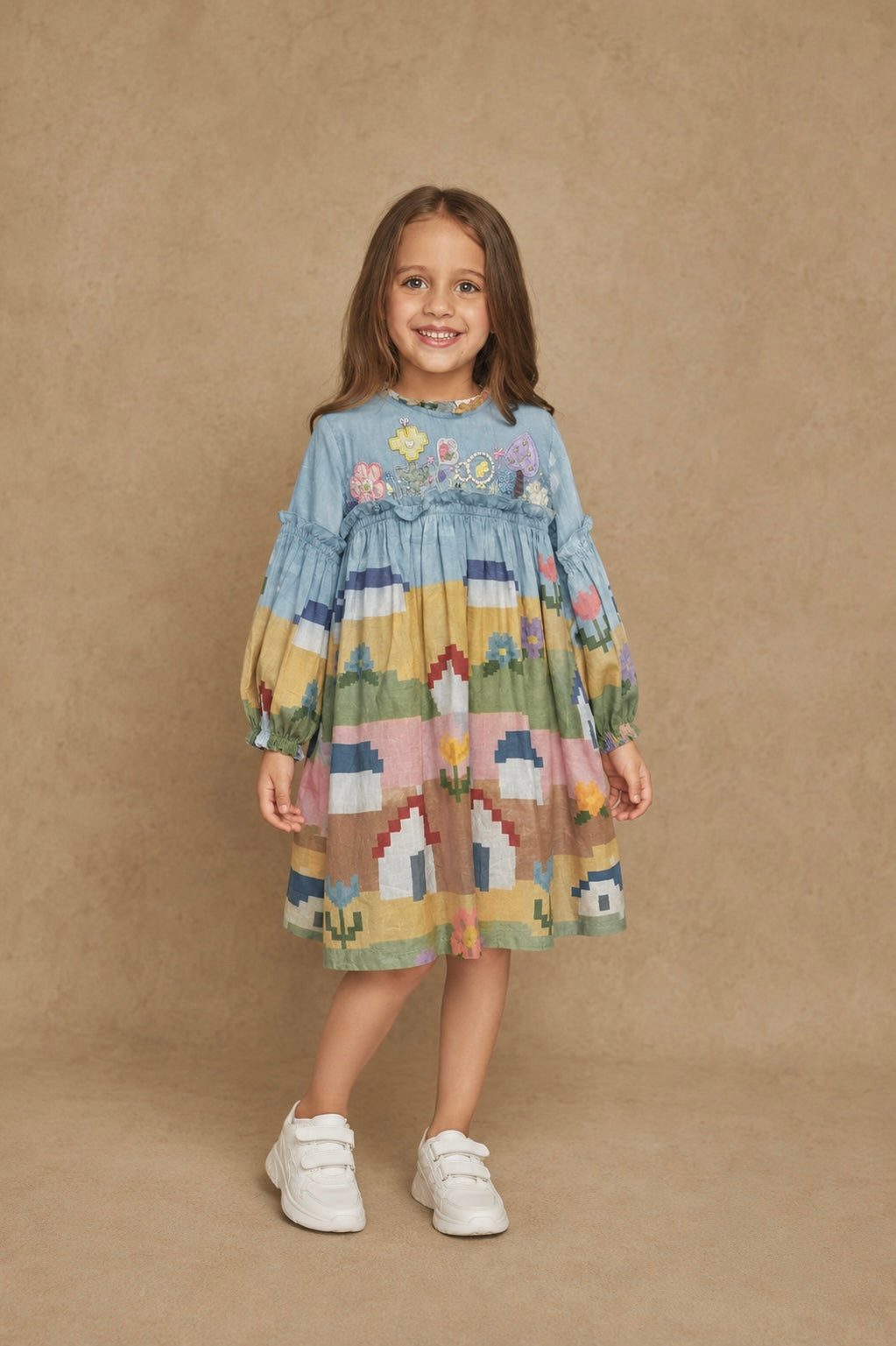 Hannah Cottage Girls Embellished Frill Dress