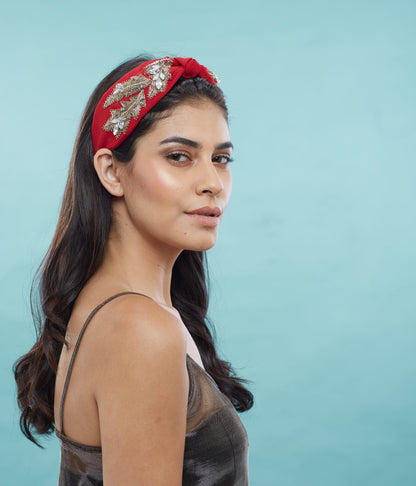 Gal Red Embroidered Headband