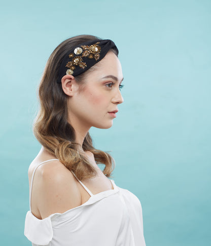 Kendall Black  Hand Embellished Headband/Hairband - Joey & pooh